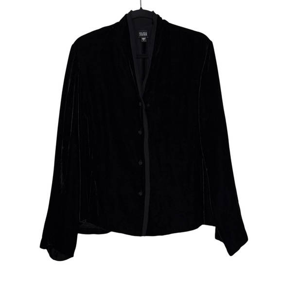 Eileen Fisher Jackets & Blazers - Eileen Fisher Velvet Button Up Jacket Long Sleeve Black Size Large Silk Top